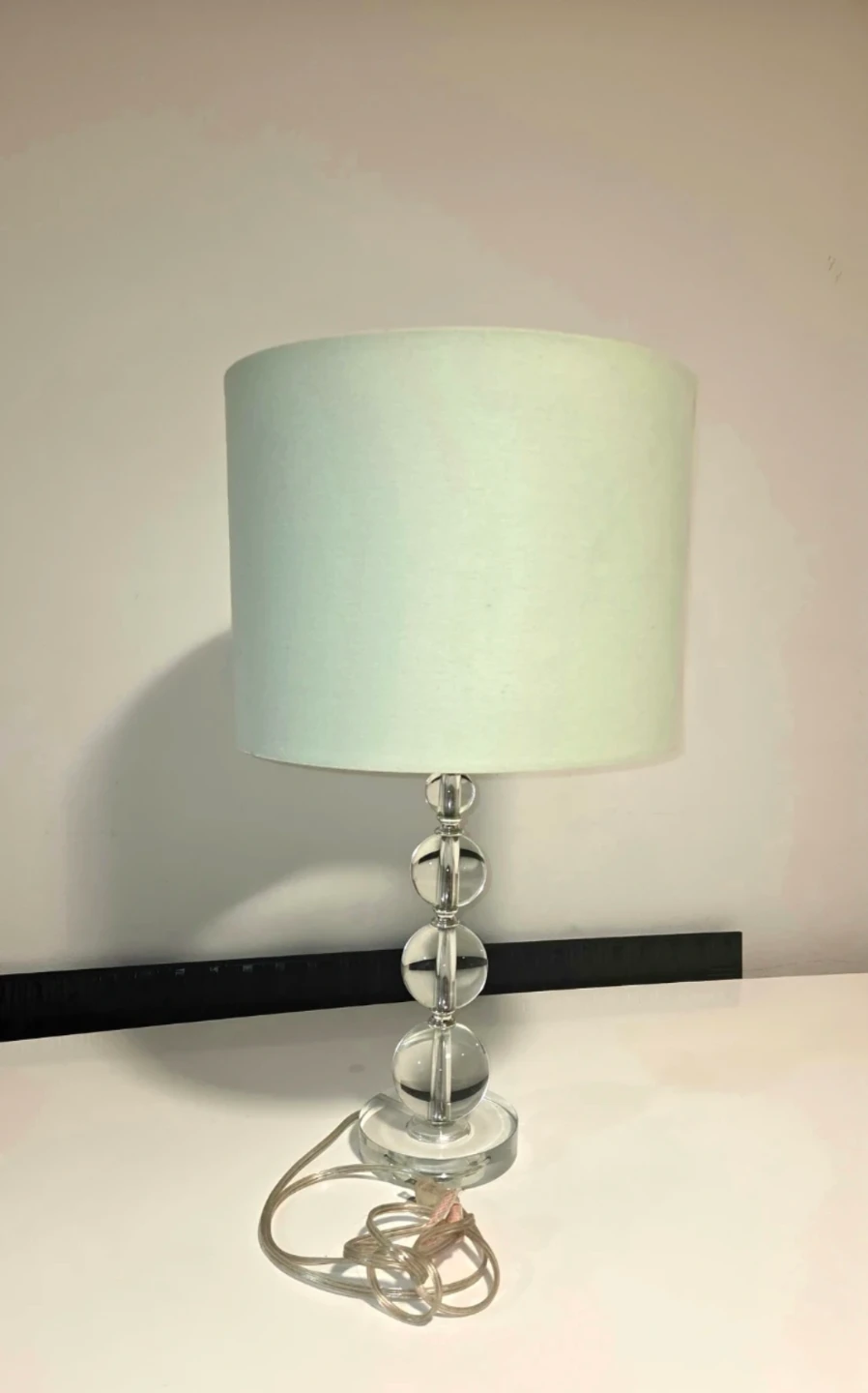 Crystal Ball Table Lamp with Light Green Shade