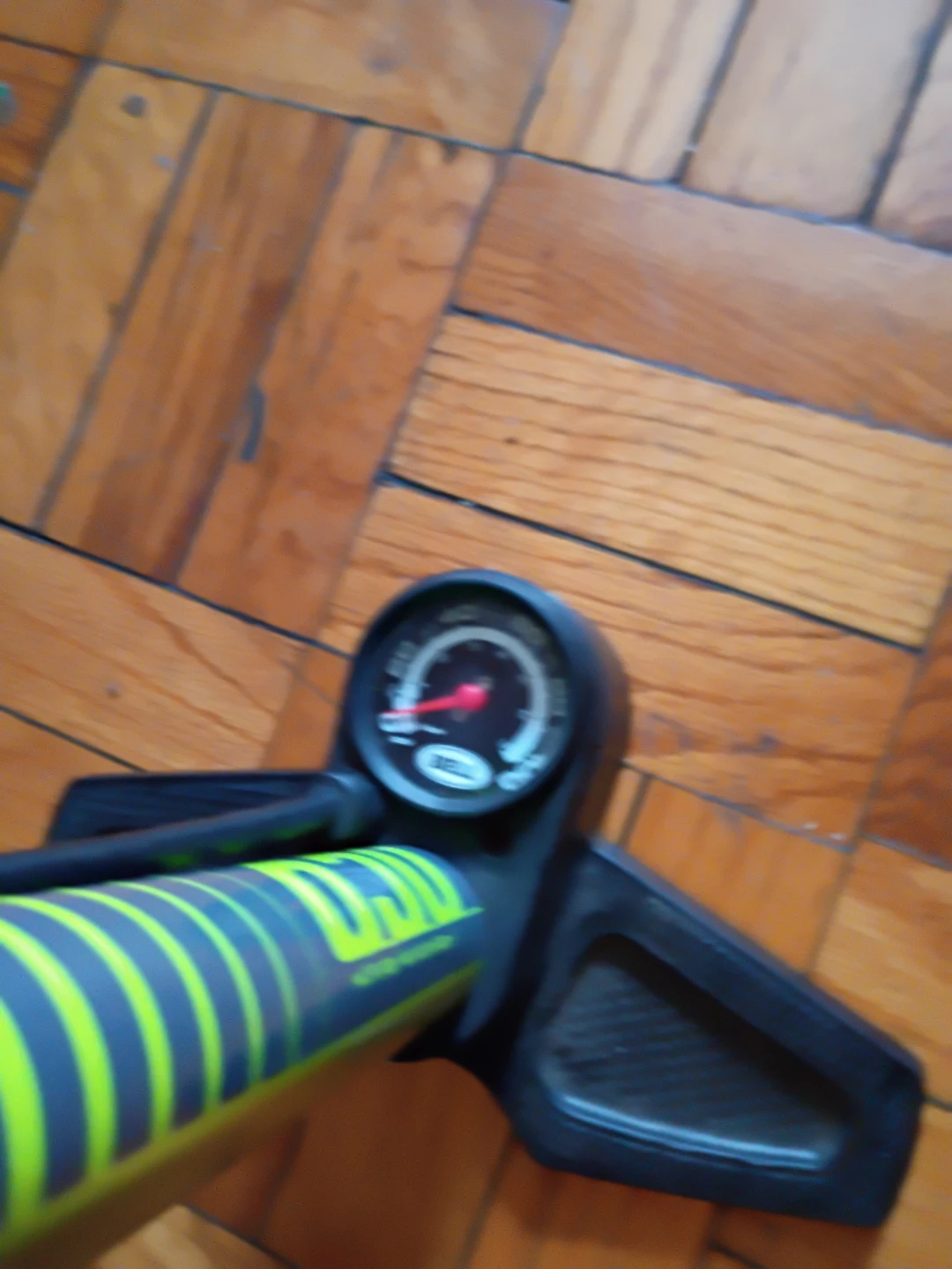 Bright Yellow Bicycle Floor Pump with Gauge - photo 2
