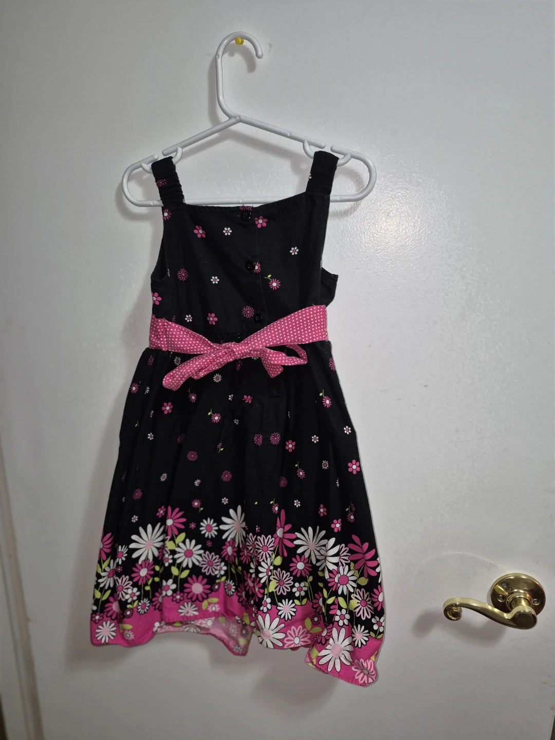 Black Floral Dress with Pink Accents