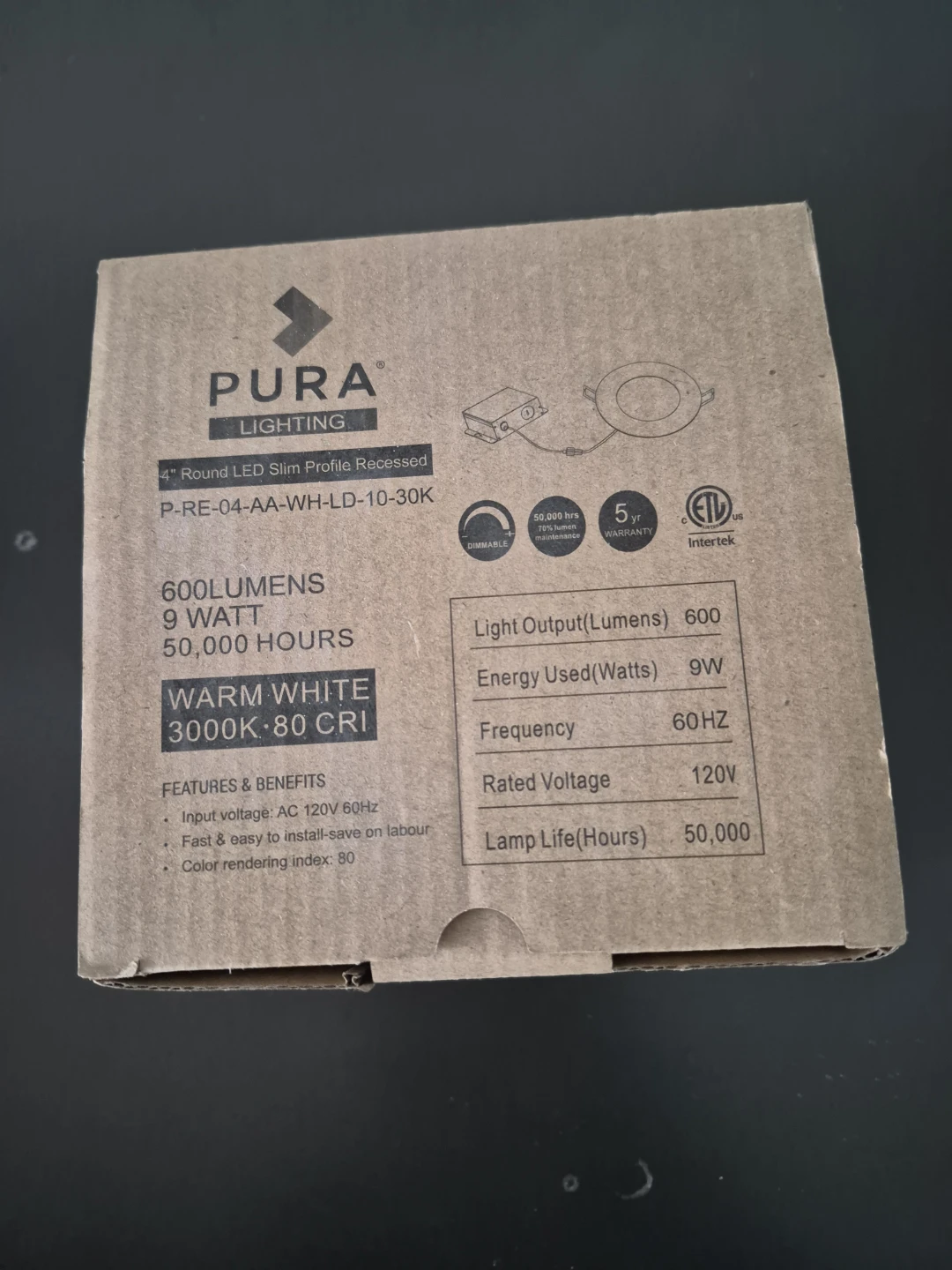 Pura Lighting 4" Round Slim Profile Recessed LED Light