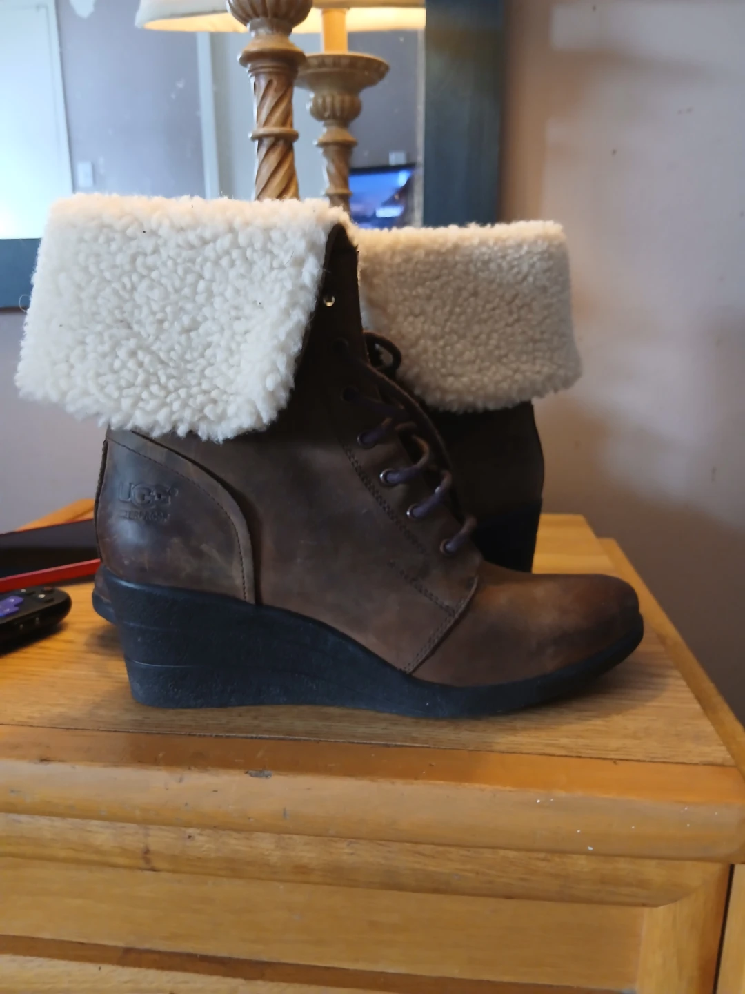Ugg Women's Brown Wedge Lace-Up Boots