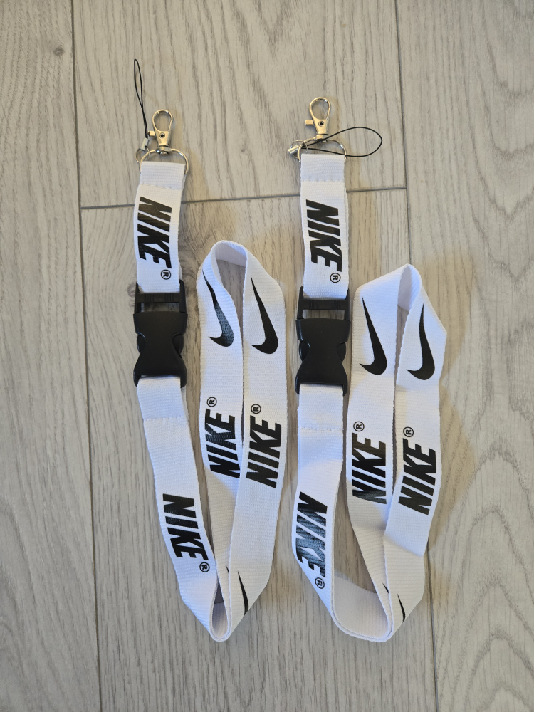 Nike White Lanyards Sports ID Keytag Holder Soccer Basketball