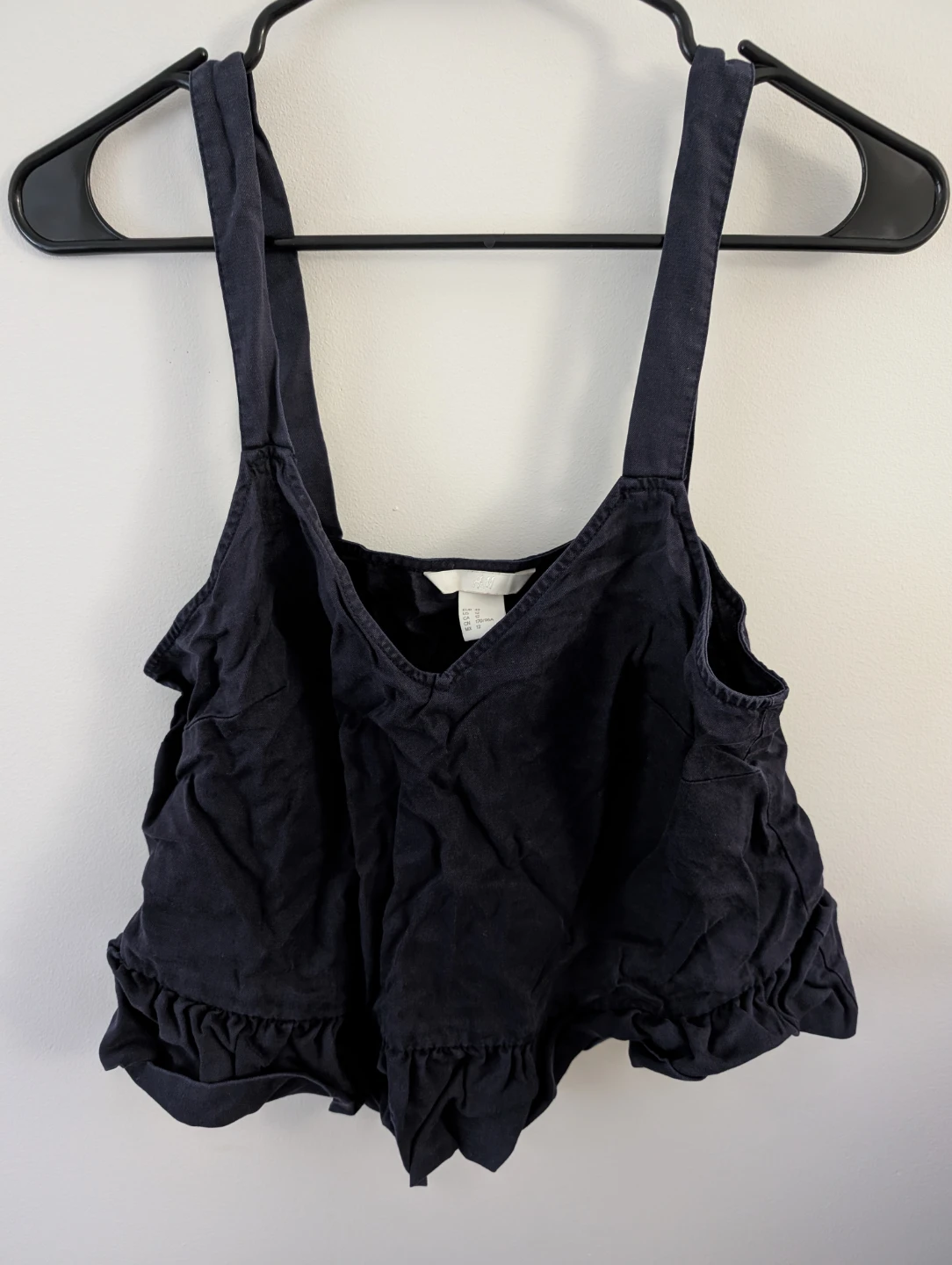 H&M Black Ruffle Camisole Top Cute Top Tank Top Sexy Top