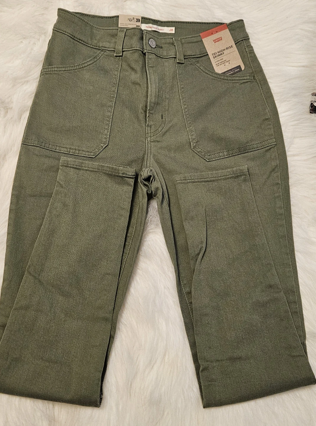 Levi's 721 High-Rise Skinny Jeans - Olive Green - Size 28 - photo 4