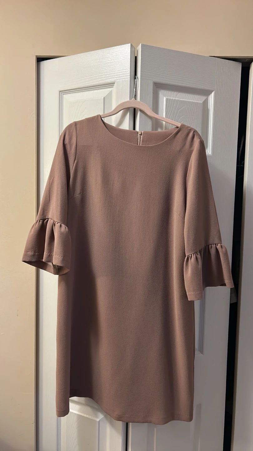 Elegant Beige Bell Sleeve Dress