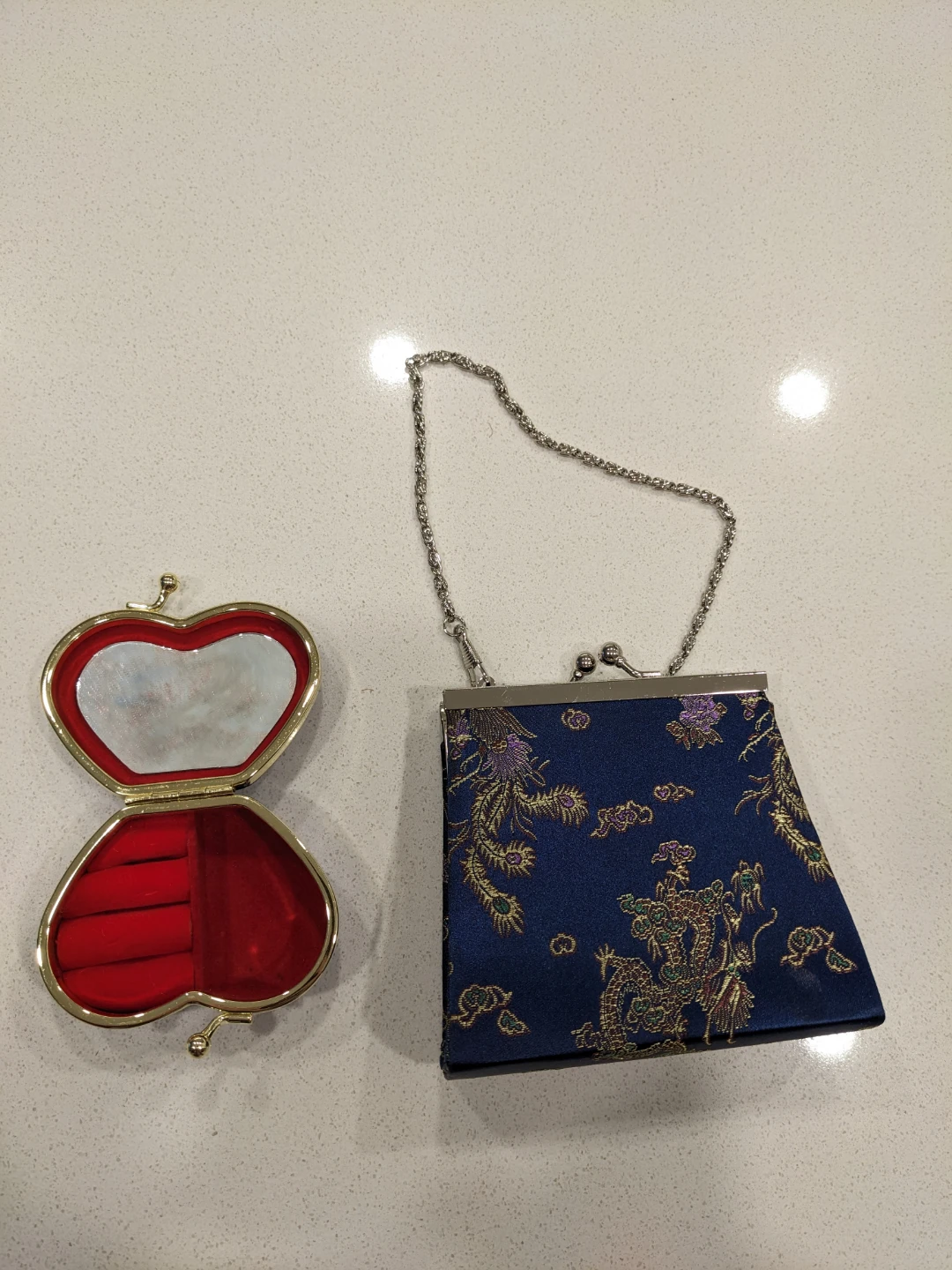 Vintage Style Blue Floral Handbag and jewellery storage 🧡 - photo 2