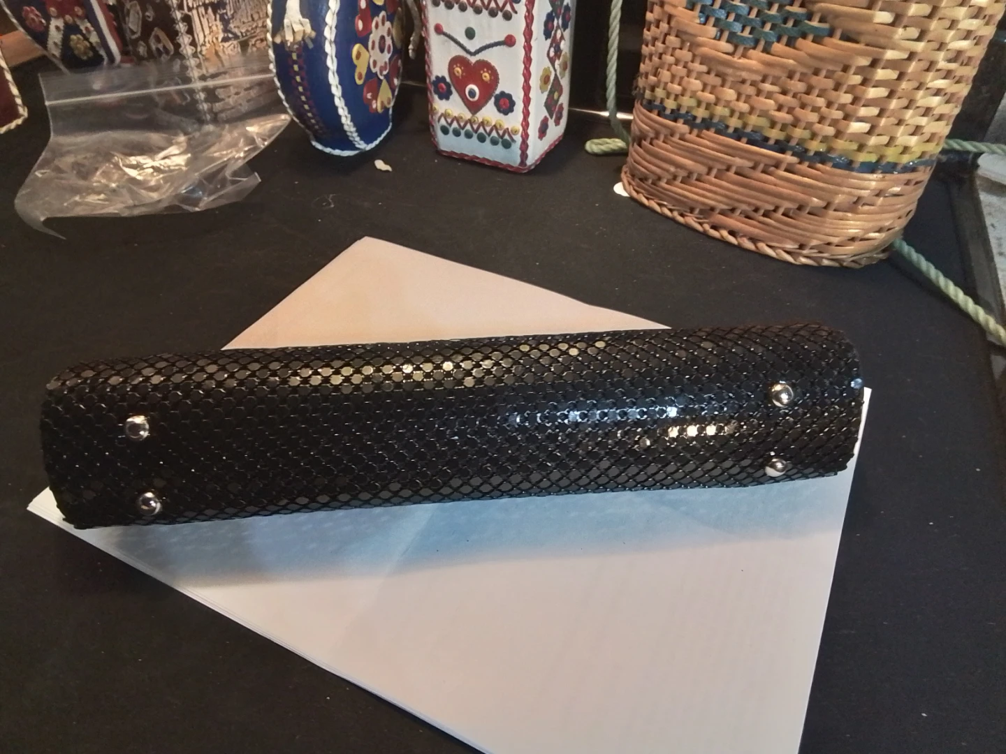 Black Mesh Evening Clutch with Chain Strap - photo 5
