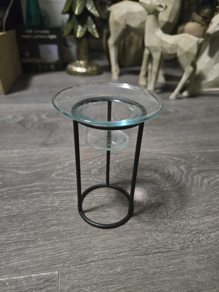 Votive and Tealight Candle Holder - Glass and Black Metal