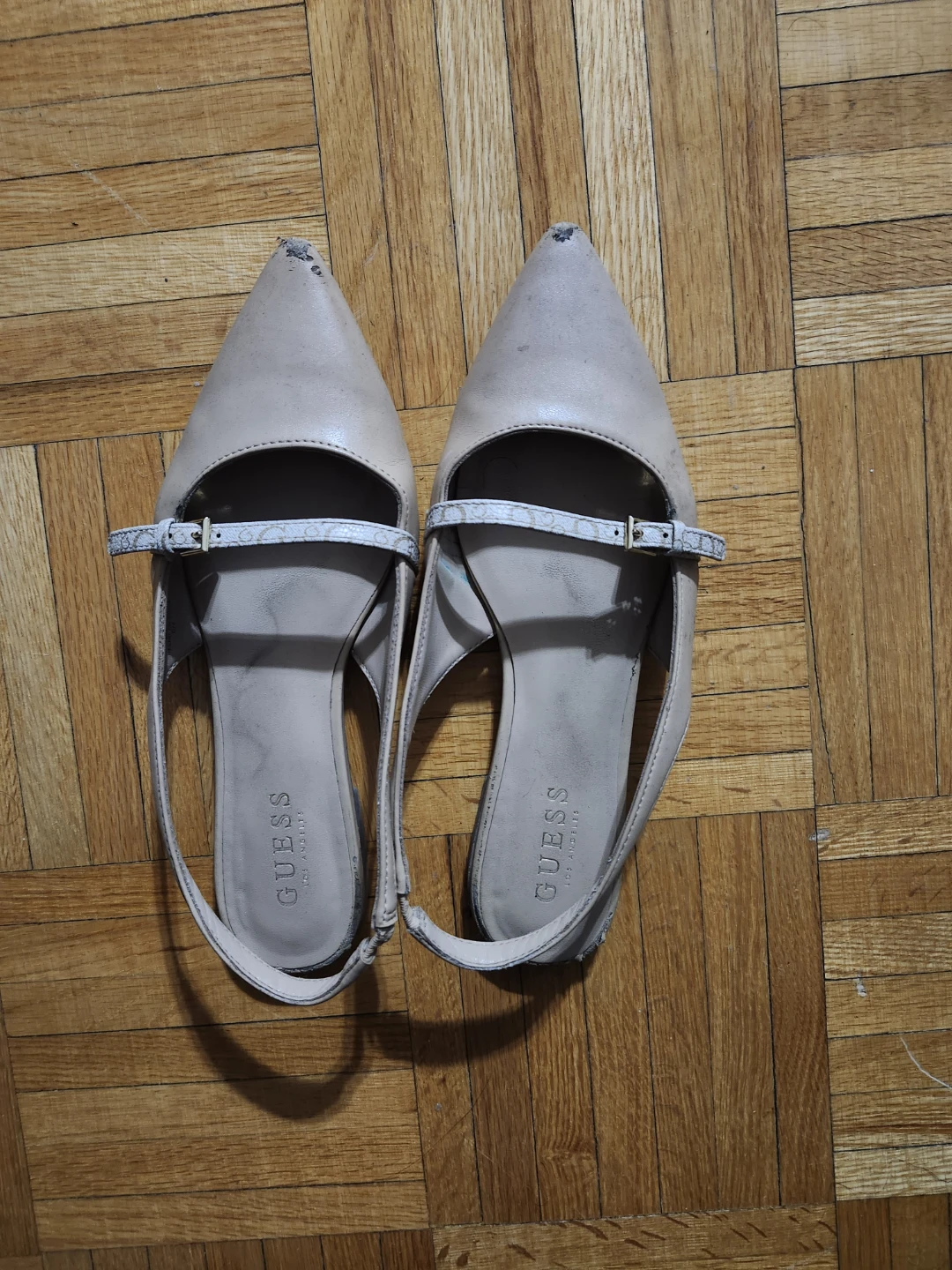 Guess Women's Beige Pointed Toe Slingback Flats