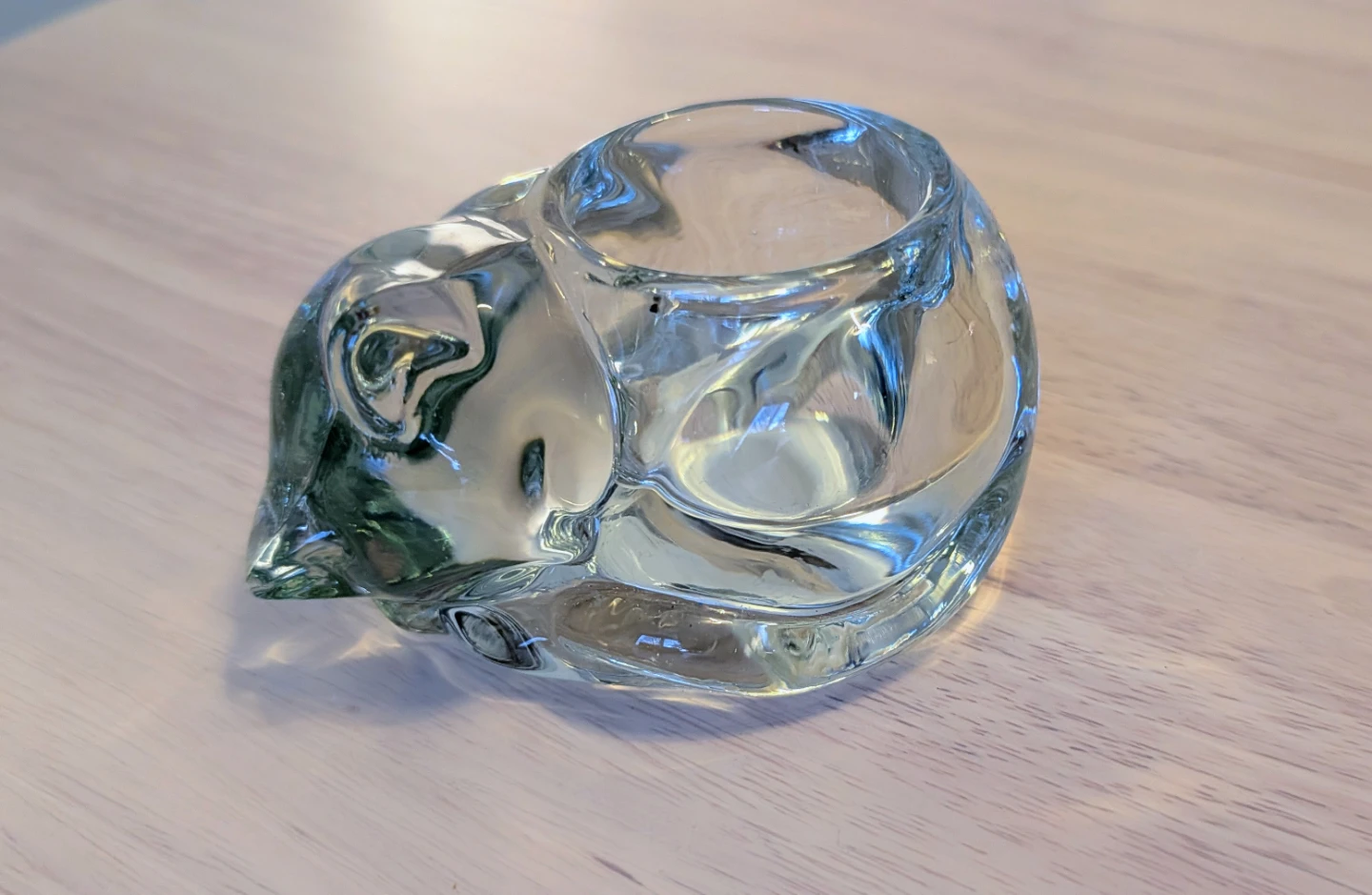Clear Glass Cat Candle Holder