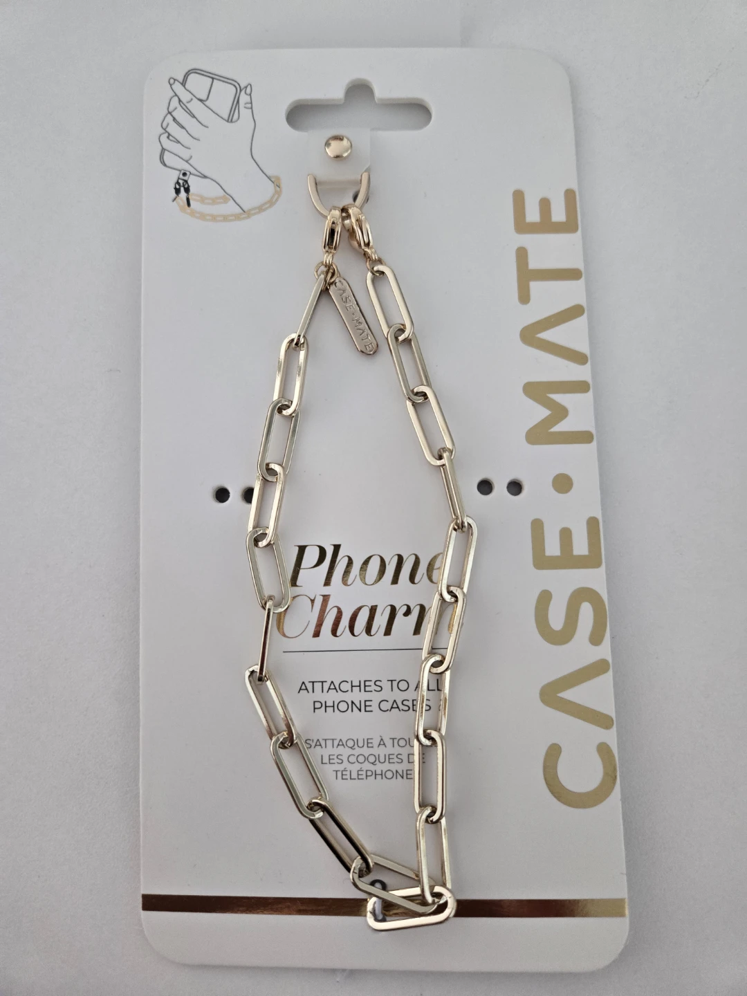NEW! Gorgeous Gold-Tone Paperclip Phone Chain / Charm - photo 2