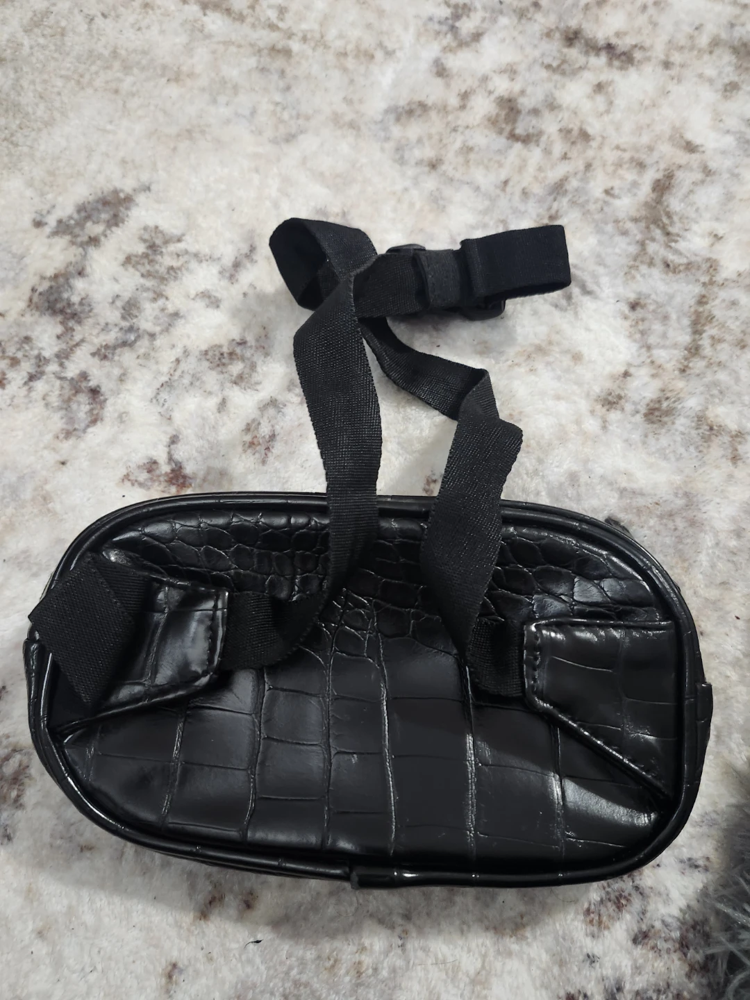 Adidas Black Faux Croc Fanny Pack Waist Bag - photo 2