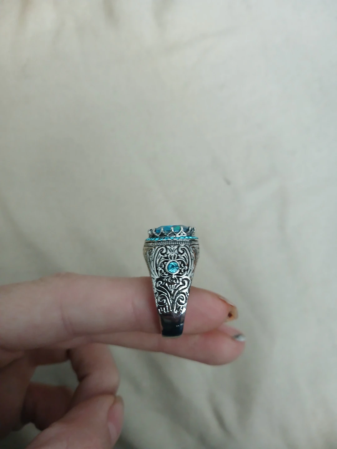 925 Silver And Light Blue 5A Zirconia Ring - photo 2