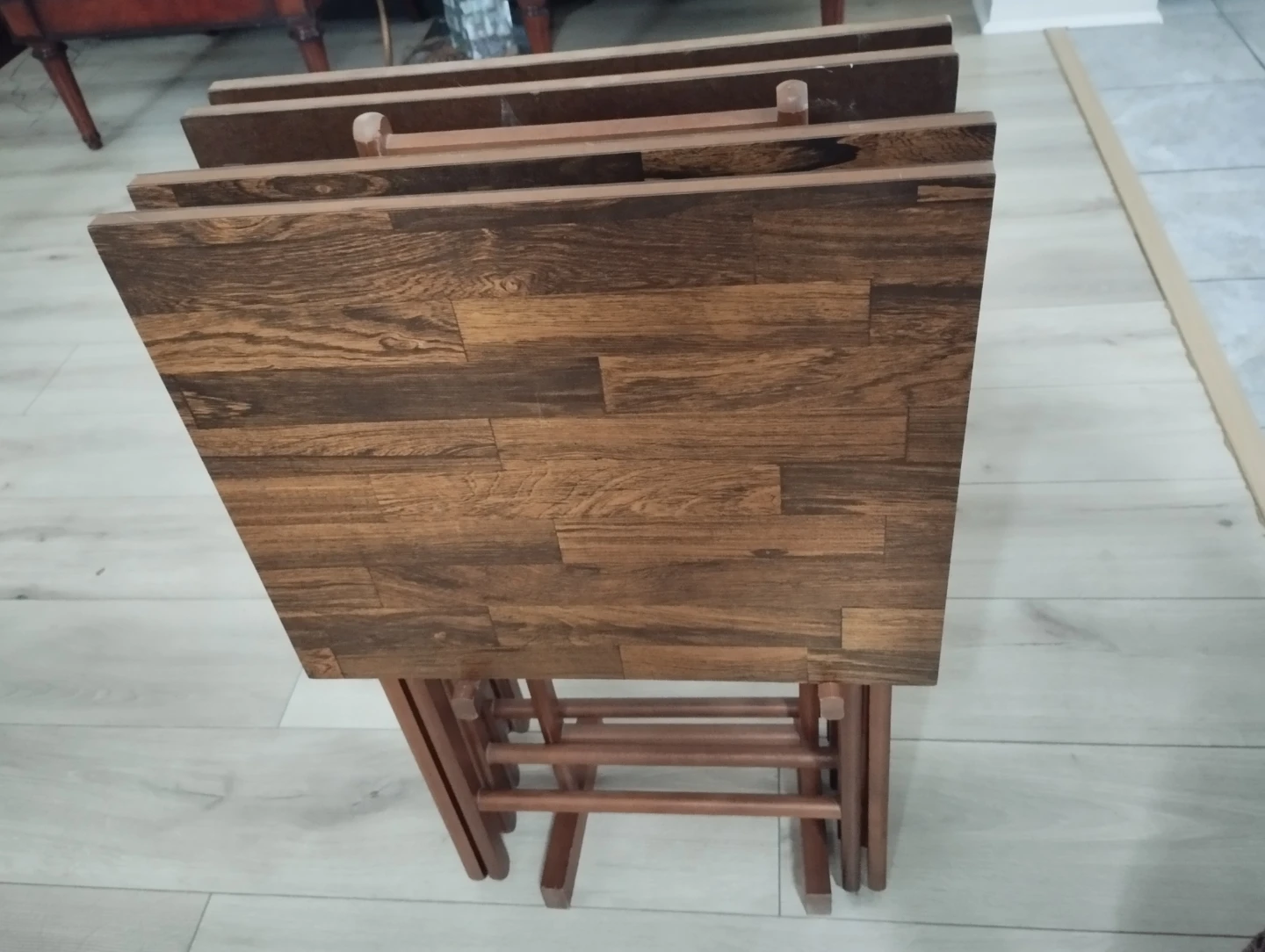 Wooden TV Tray Table Set