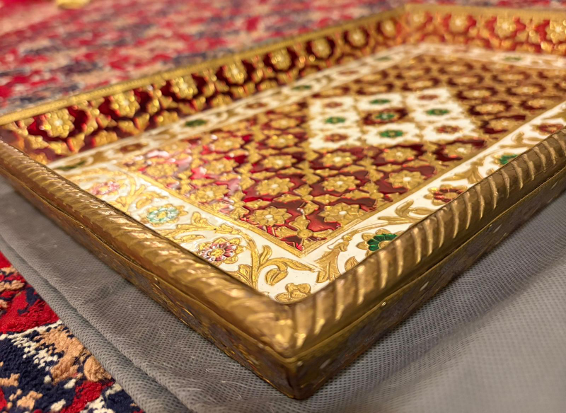 Meenakari Serving Tray - Red, Gold, White - photo 2
