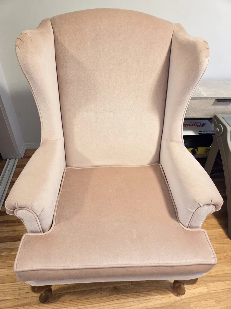 Pink Velvet Wingback Accent Chair