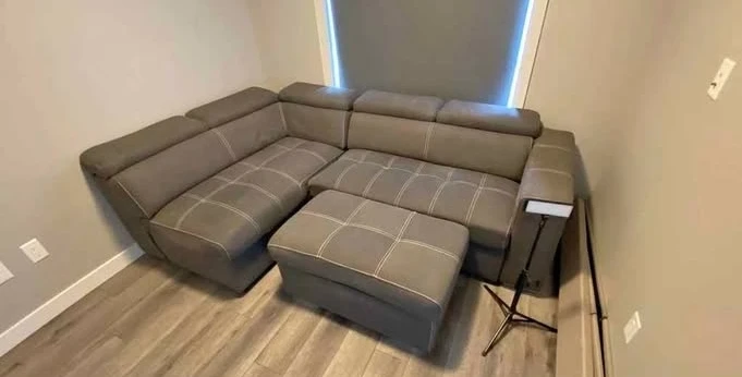 Grey Sectional Sofa with Ottoman