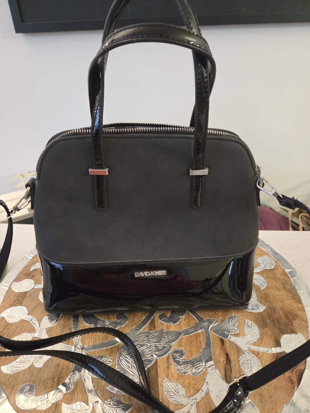 DAVID JONES Black/Charcoal Handbag