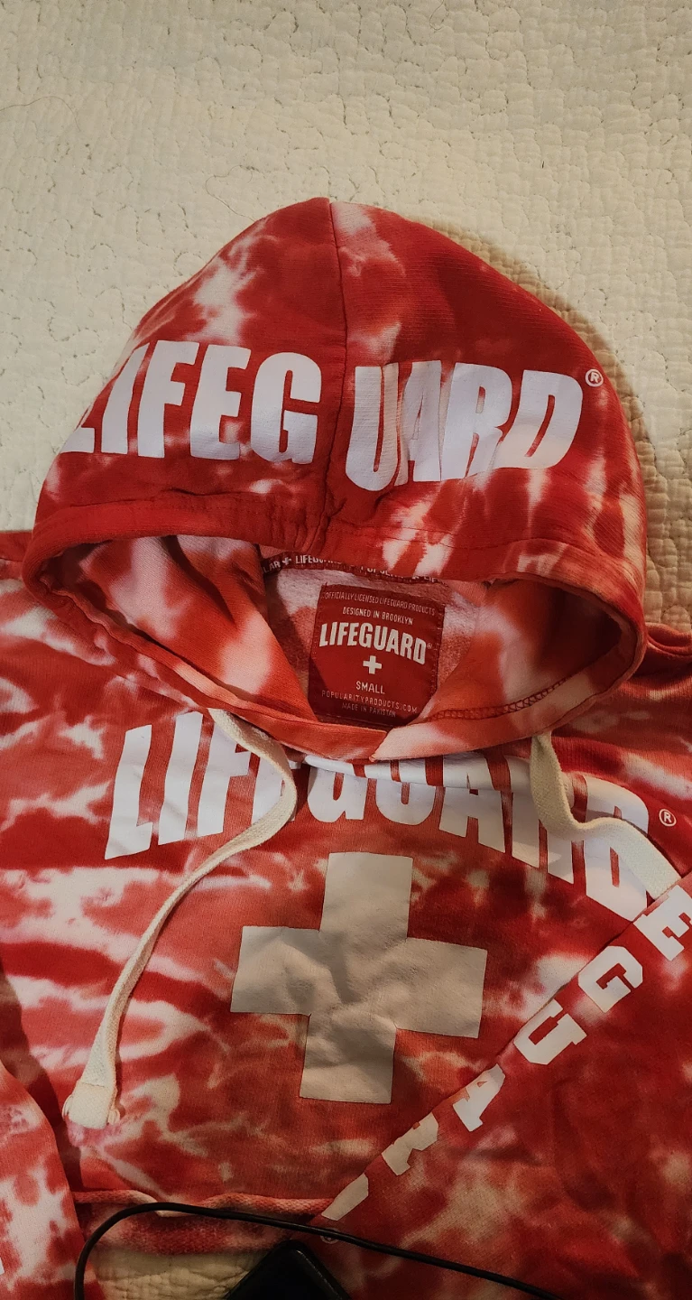 Lifeguard Red Tie Dye Crop Hoodie - Small - photo 4