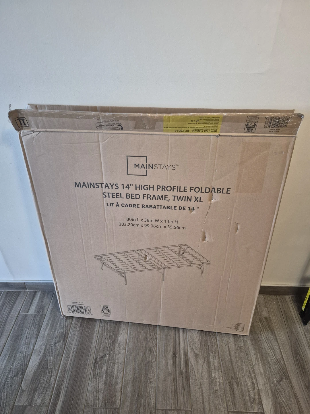 Mainstays 14" High Profile Foldable Steel Bed Frame - Twin XL
