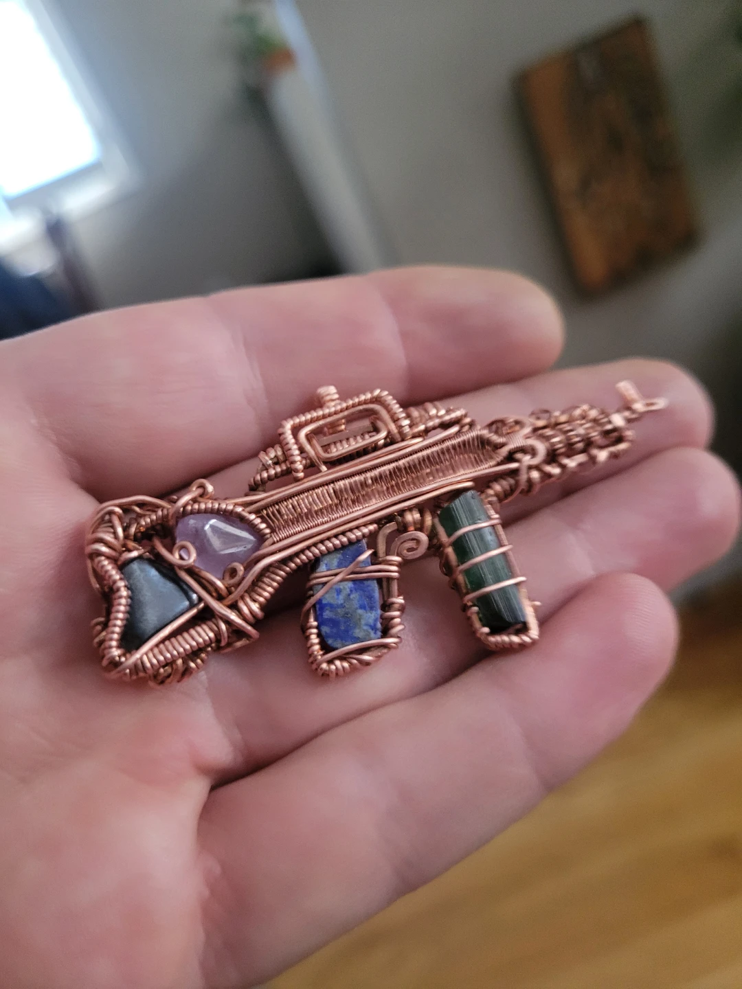 Handmade Copper Wire Gun Pendant
