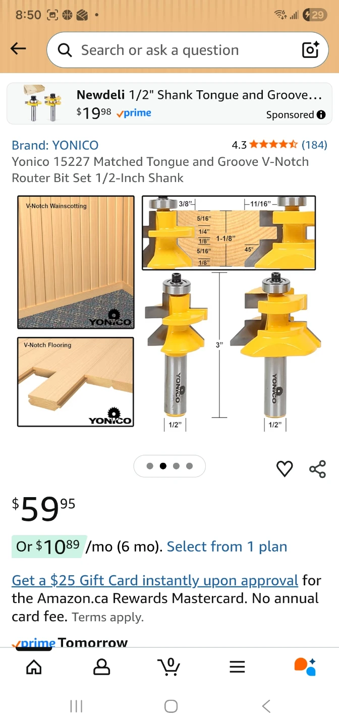 YONICO 15229 Tongue & Groove Flooring Router Bit Set 1/2" Shank - photo 2