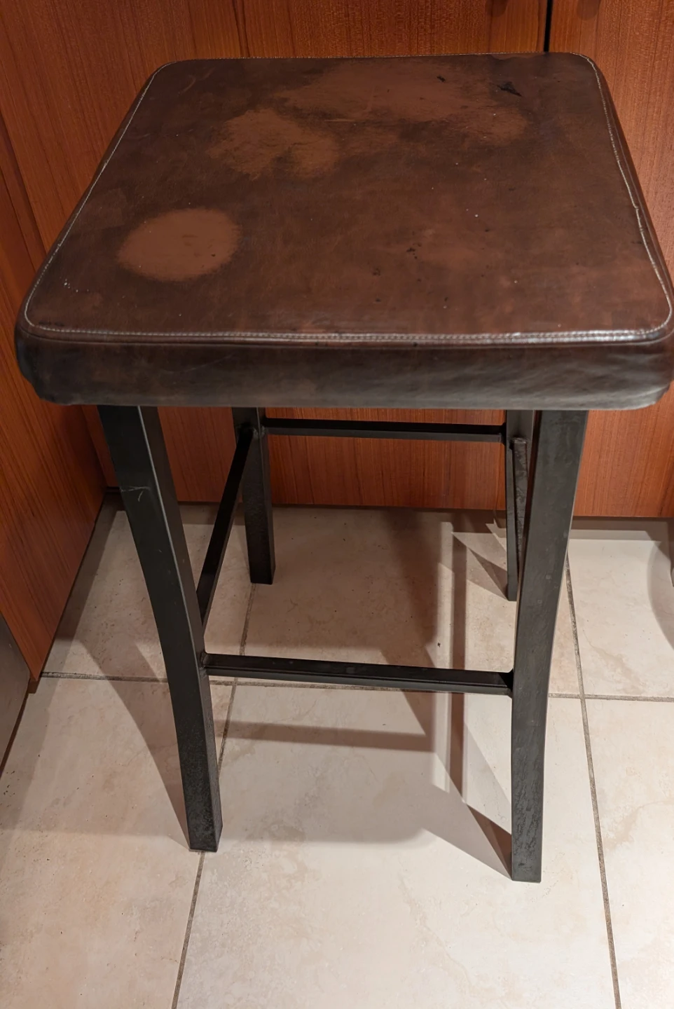 Brown Leather Top Stool - photo 2