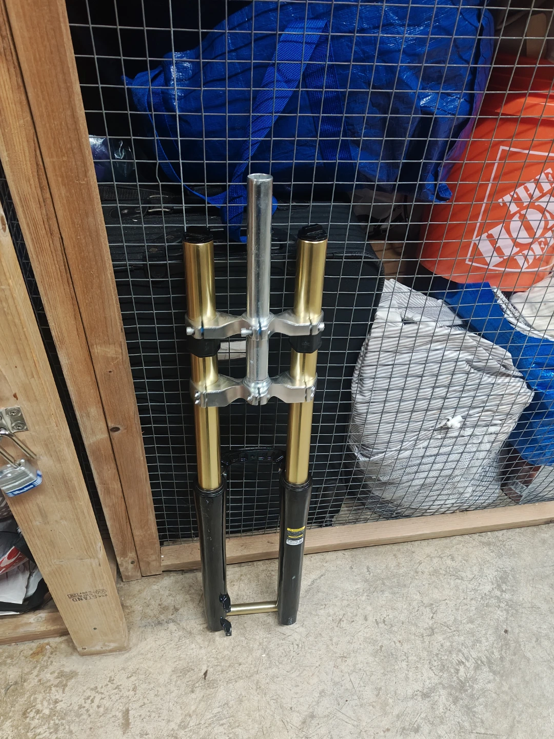 Gold and Black Dual Crown Suspension Fork