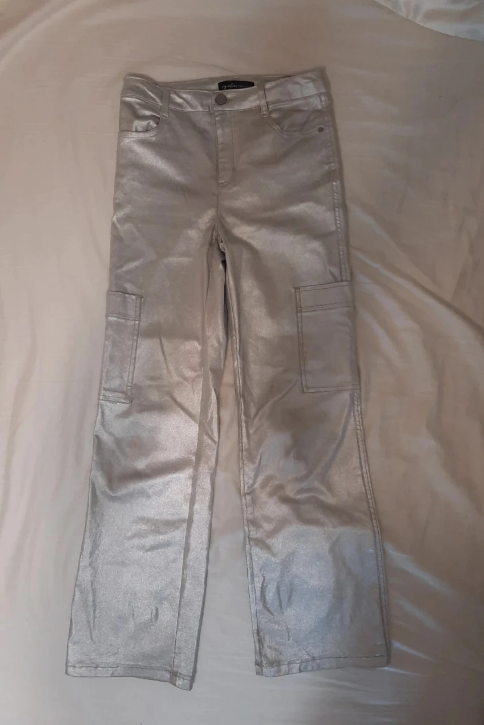 Silver Metallic Cargo Pants