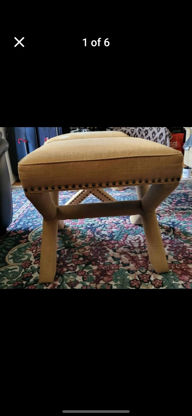 Pair of Mustard Yellow Upholstered Ottomans