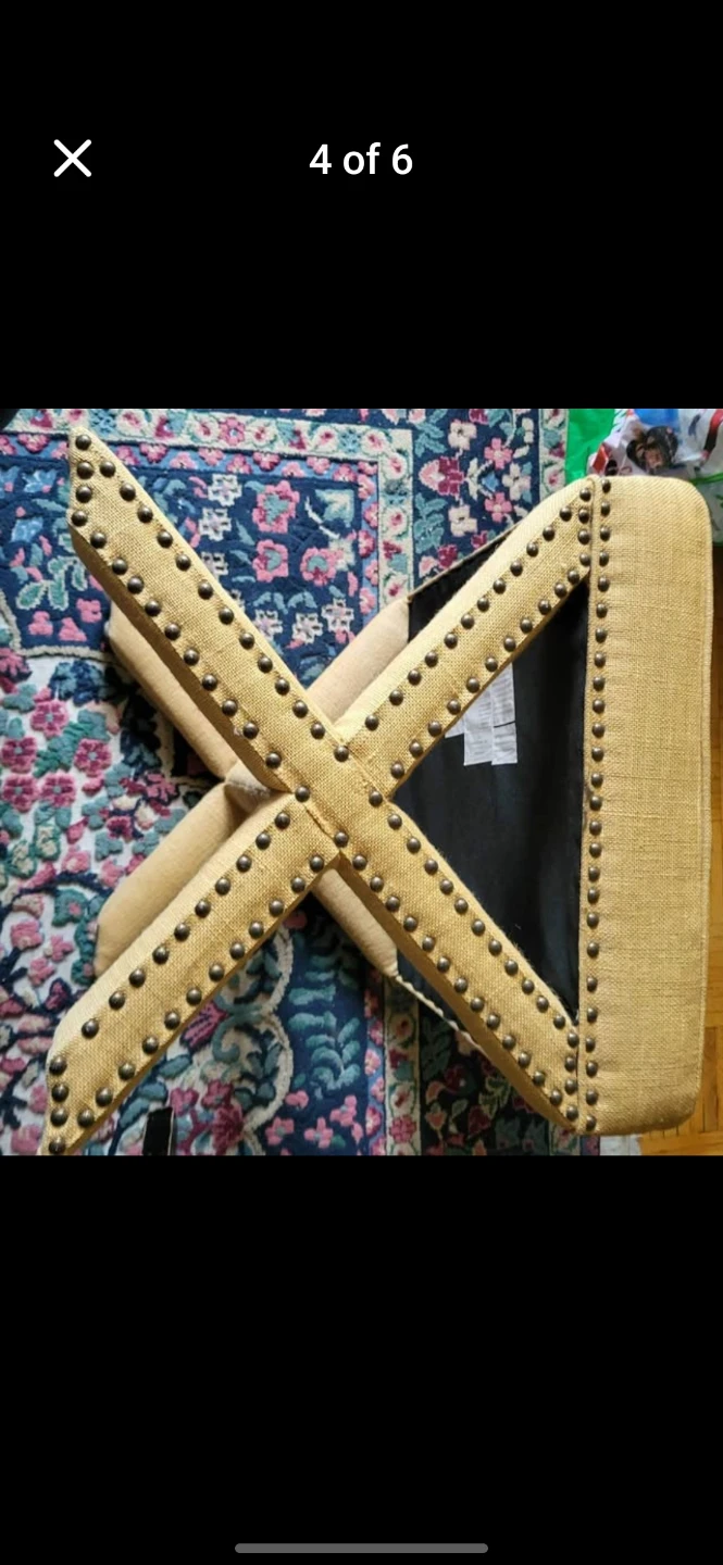 Pair of Mustard Yellow Upholstered Ottomans - photo 2