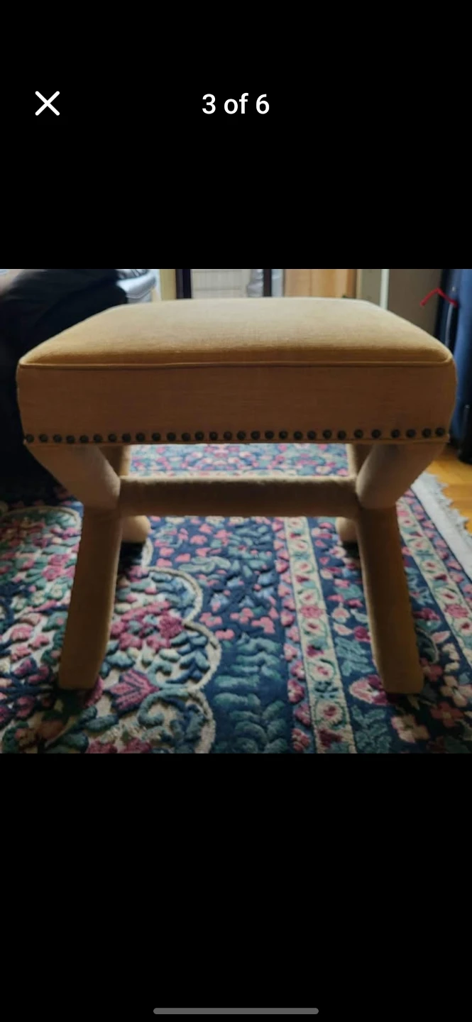 Pair of Mustard Yellow Upholstered Ottomans - photo 3