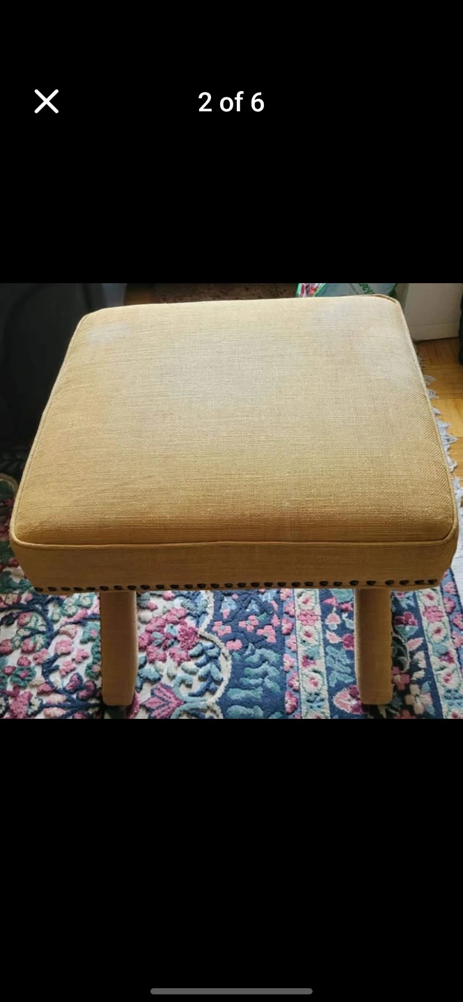 Pair of Mustard Yellow Upholstered Ottomans - photo 5