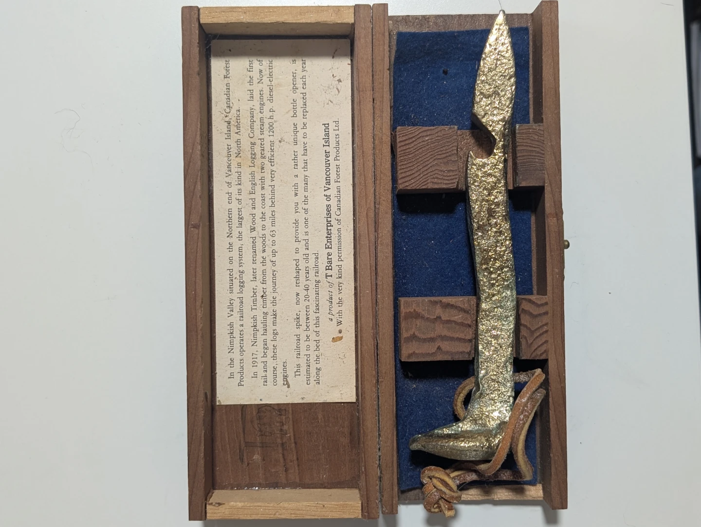 Vancouver Island Railroad Spike in Wooden Box - photo 3