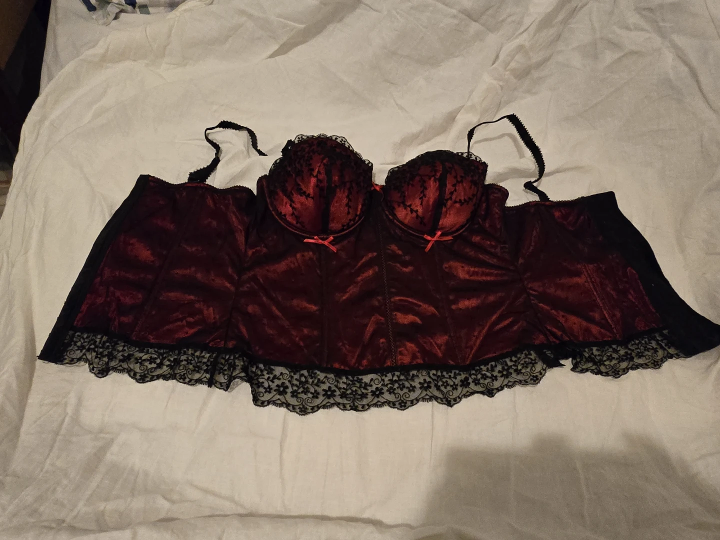 Affinitas Red and Black Lace Corset Sexy