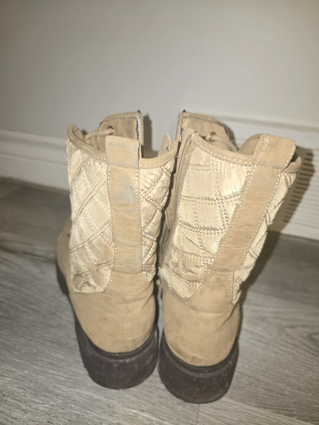 Tan Quilted Combat Boots - photo 2