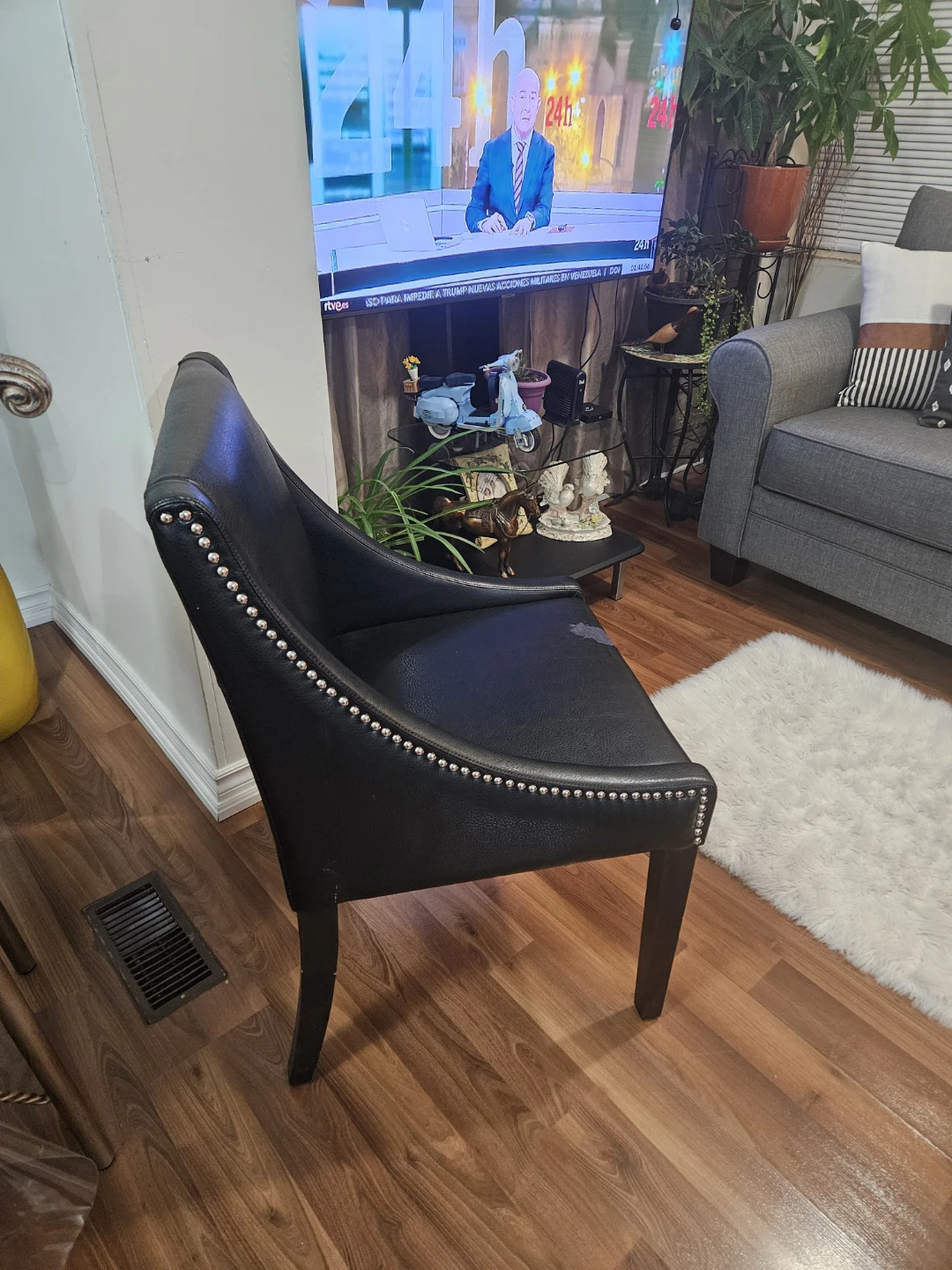Black Dining Chair with Silver Studs