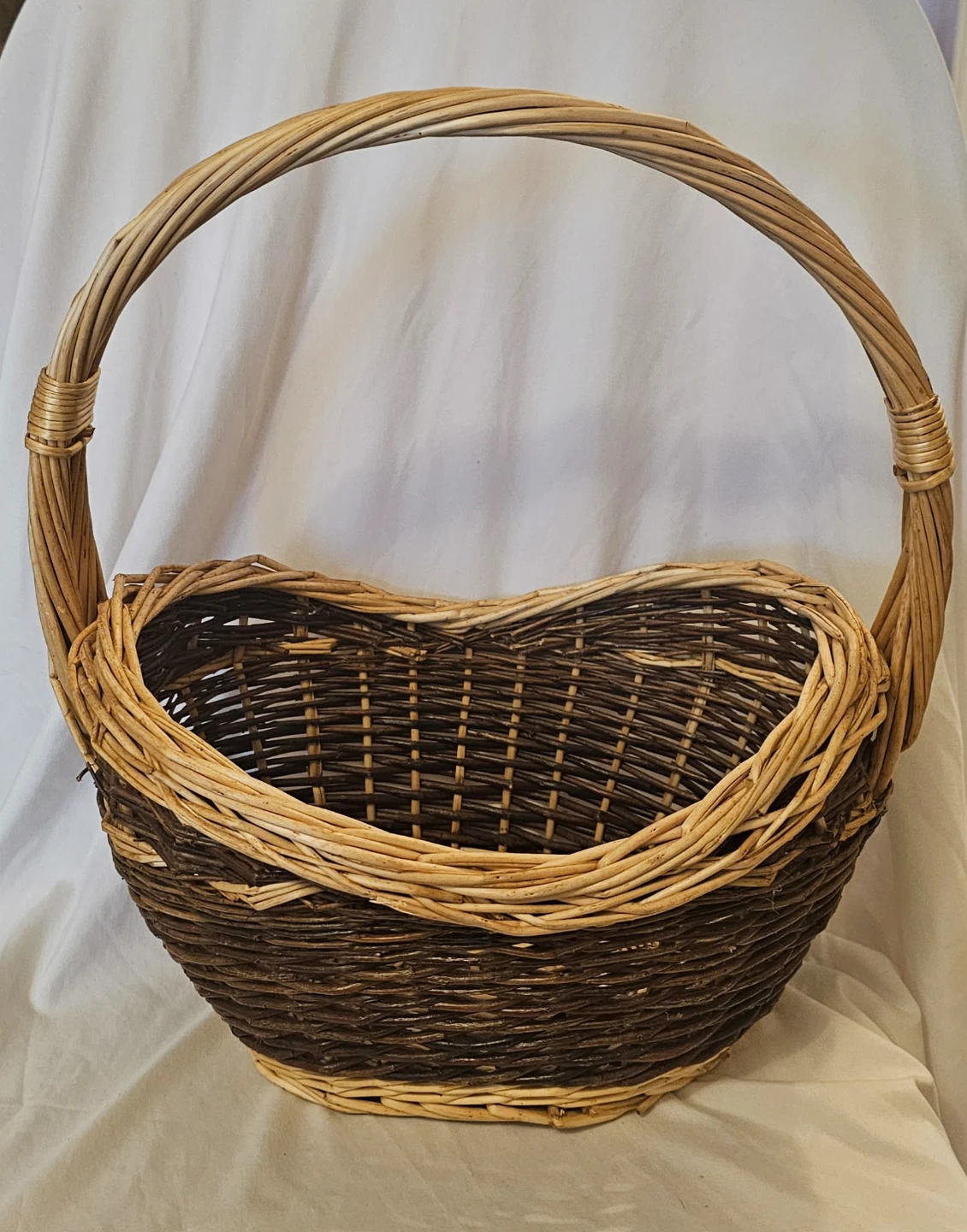Brown and Beige Decorative Wicker Basket