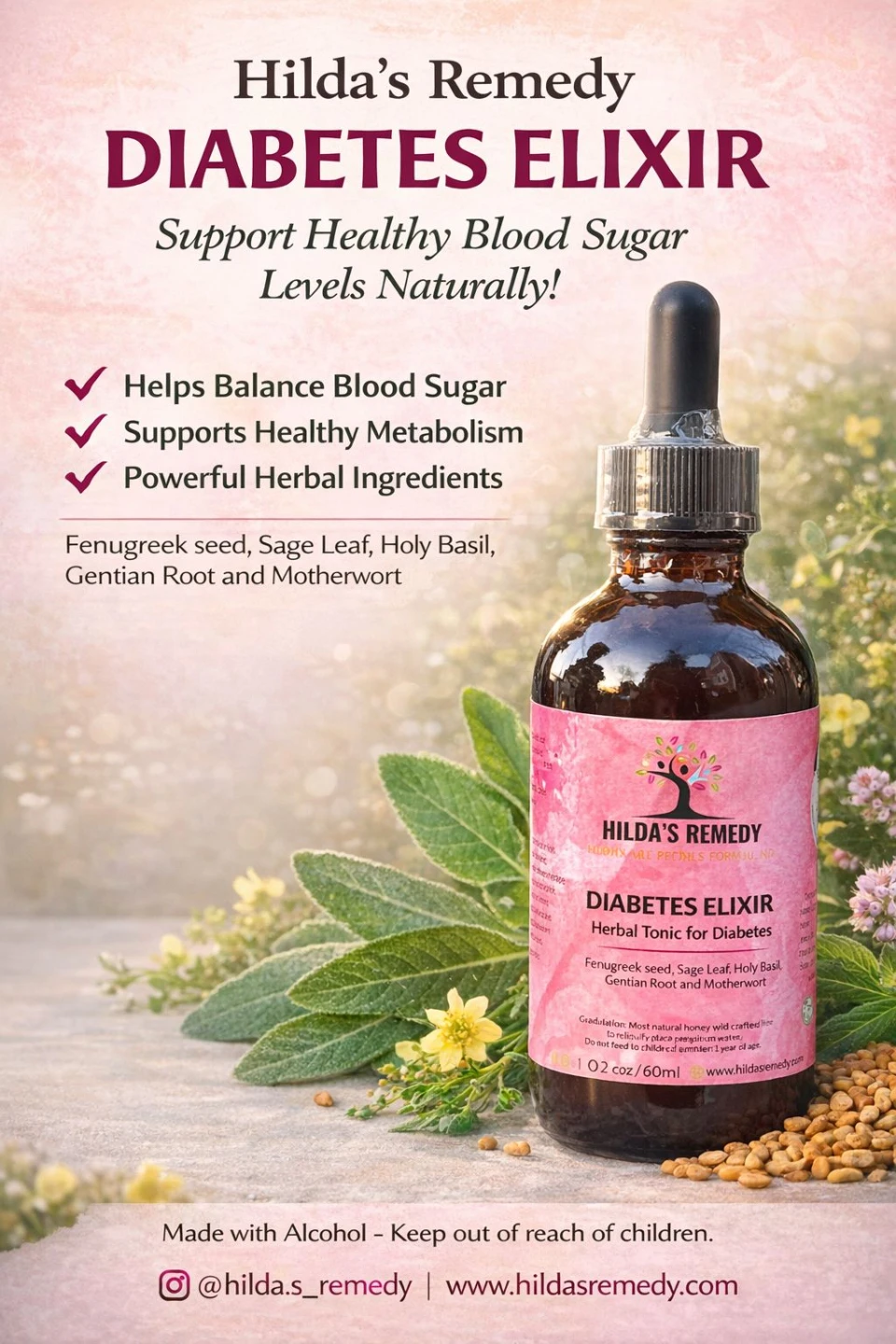 Hilda's Remedy Diabetes Elixir 4oz