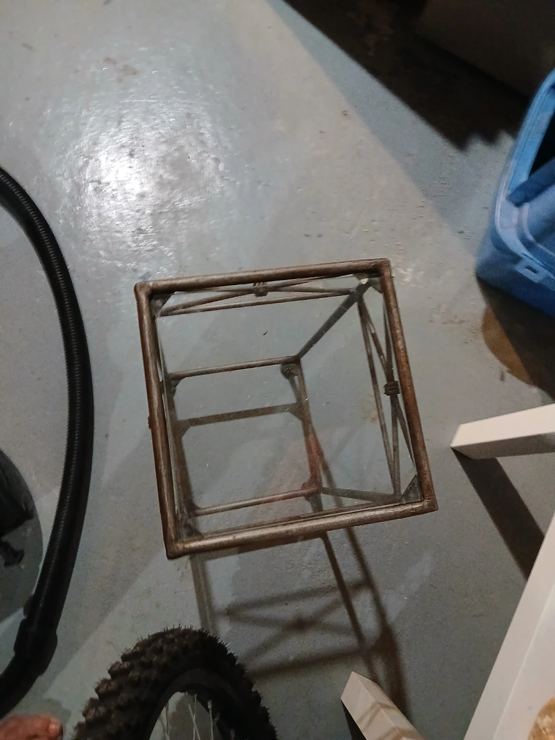 Square Metal and Glass Side Table - photo 2