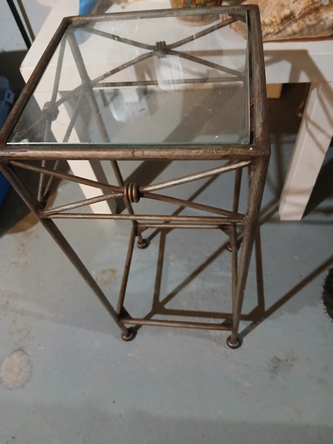 Square Metal and Glass Side Table - photo 3
