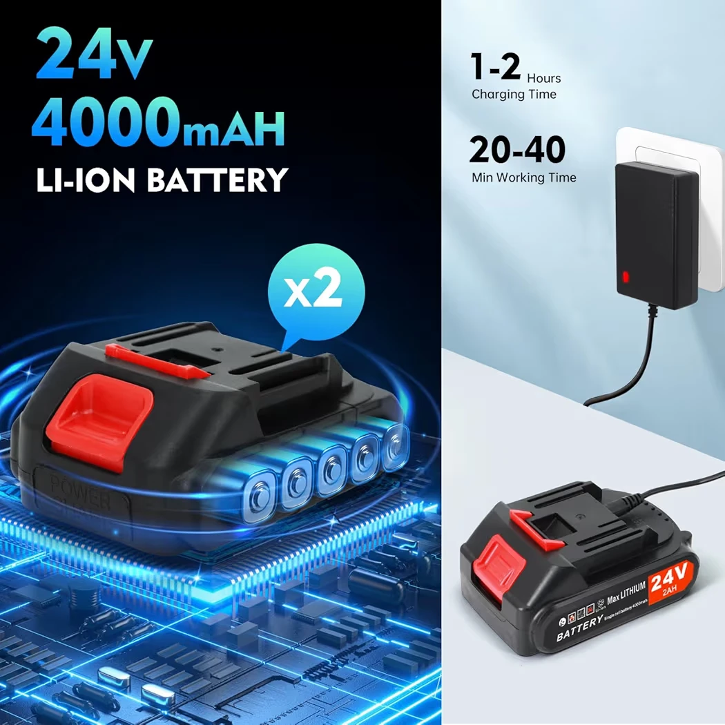 24V Cordless Leaf Blower / Vacuum Kit with 2 Batteries - photo 3