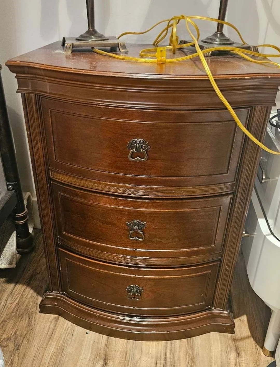 Dark Wood Curved nightstand and lingerie dresser - photo 2