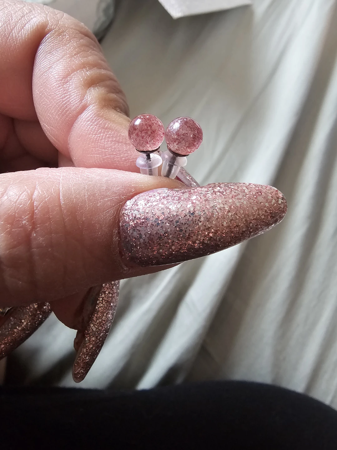 strawberry quartz earrings studs - photo 2