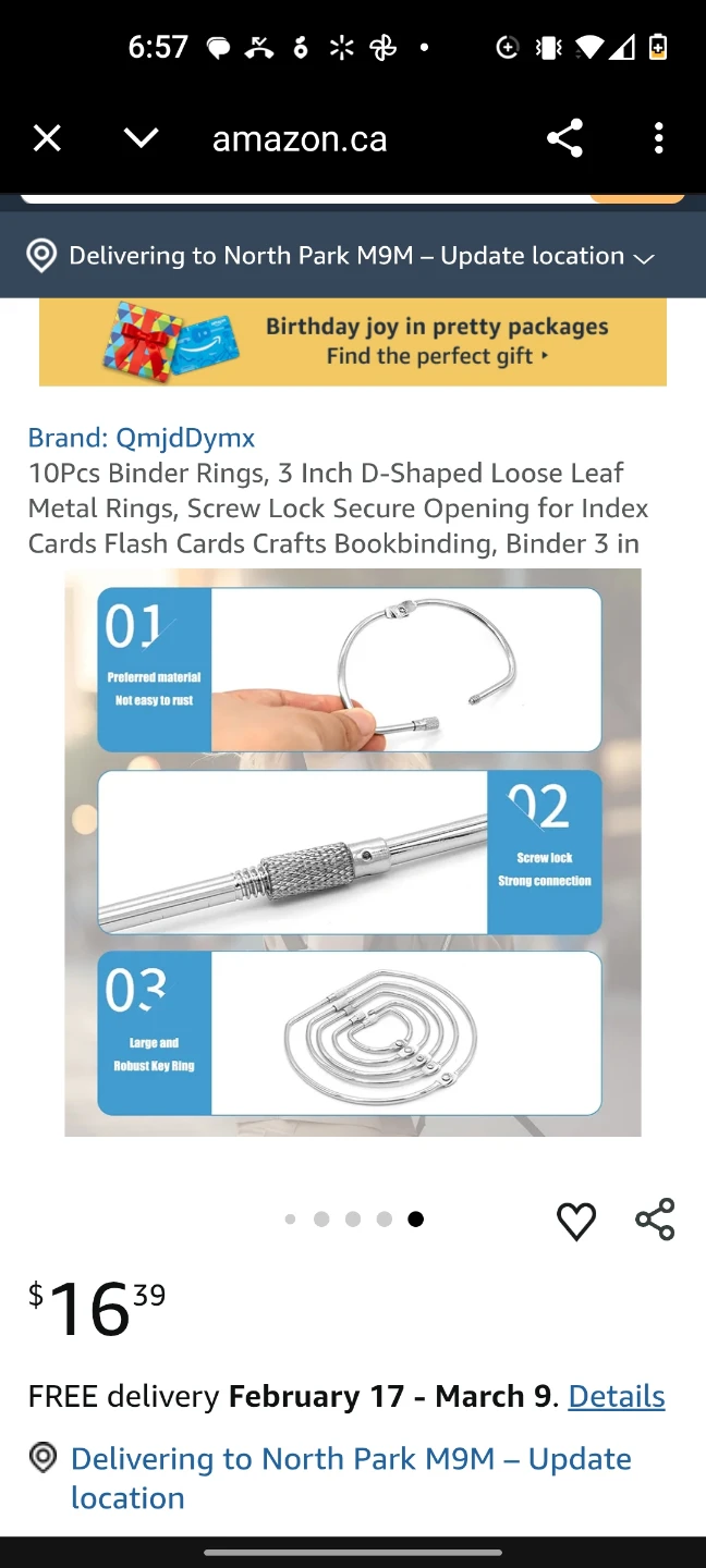 Qmjddymx 10 Pcs Binder Rings 3 Inch D-Shaped Metal - photo 2