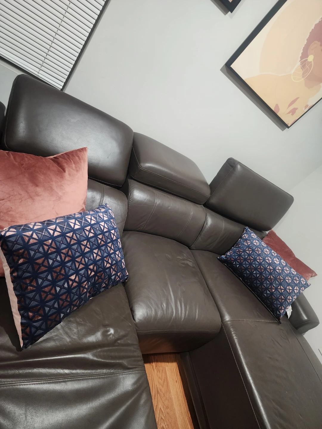 Brown Leather Sectional Sofa - photo 2