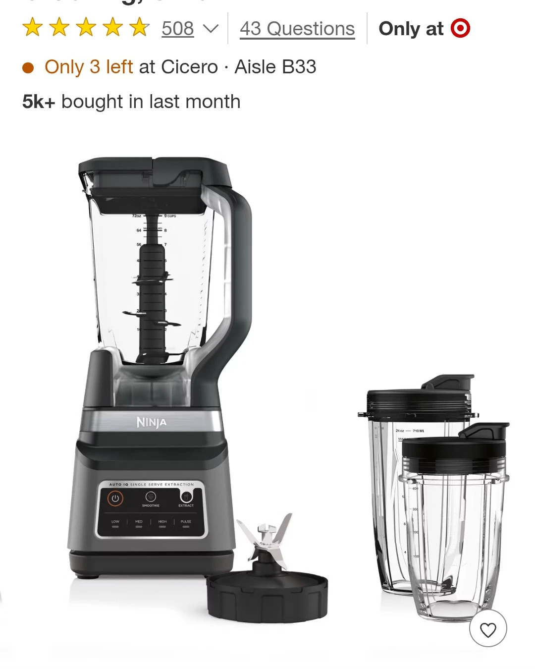 Ninja Auto-IQ Blender with Single Serve Cups