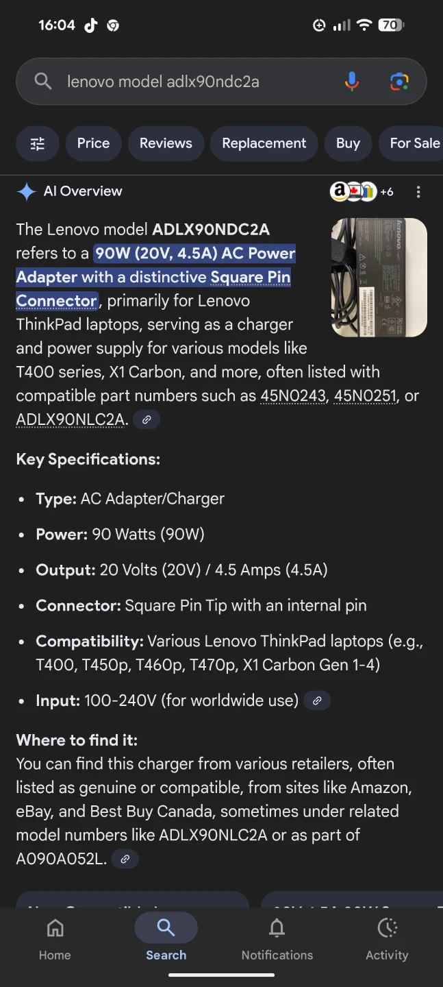 Lenovo 90W AC Adapter for ThinkPad (Square Tip) - photo 3