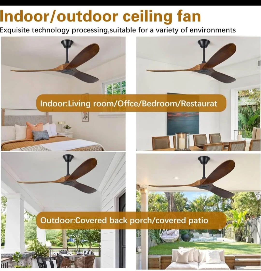 60-inch Ceiling Fan - Black Metal & Dark Walnut - photo 3