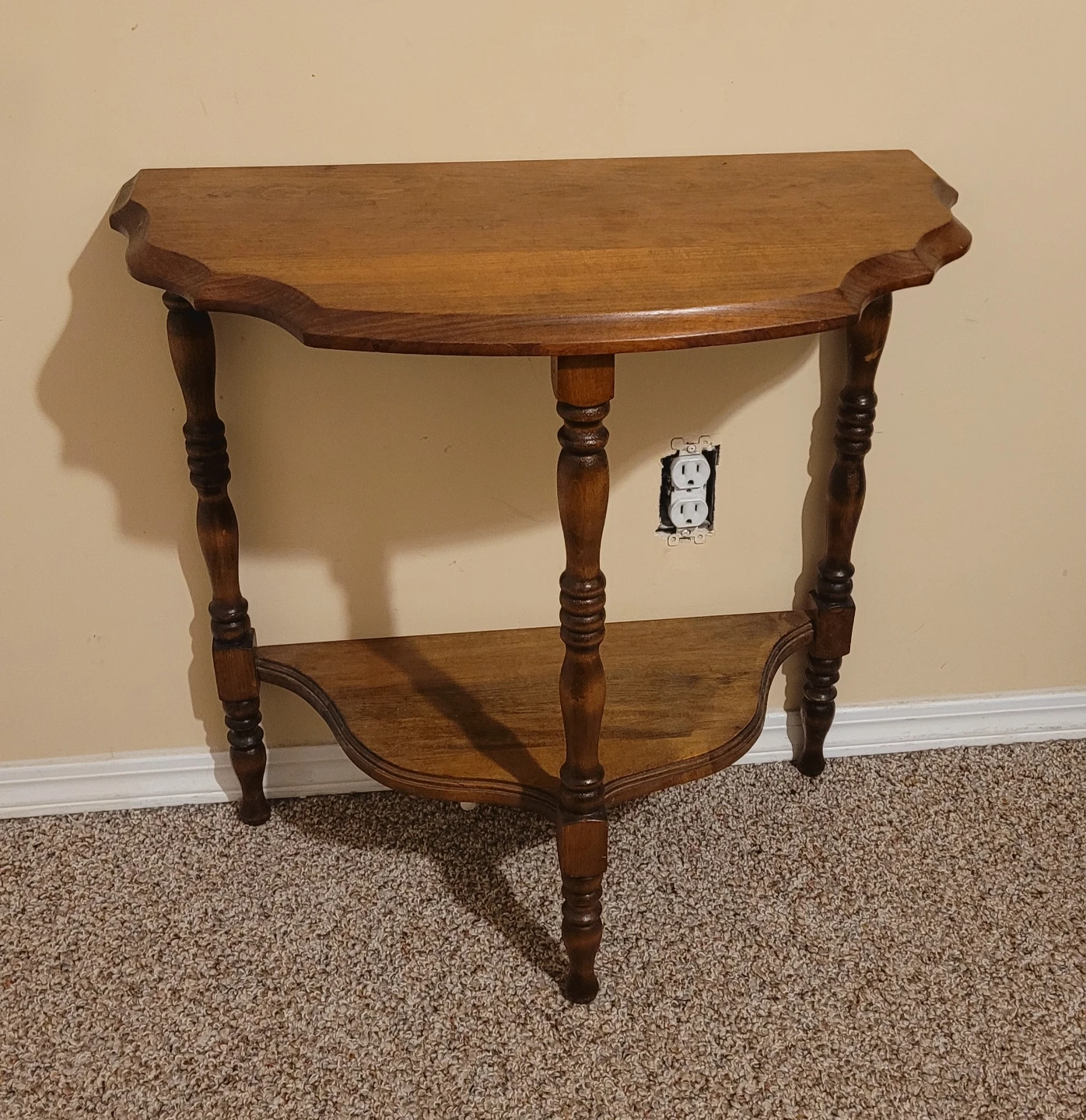 Solid Walnut Half Moon Table